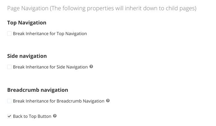 Website Navigation Settings