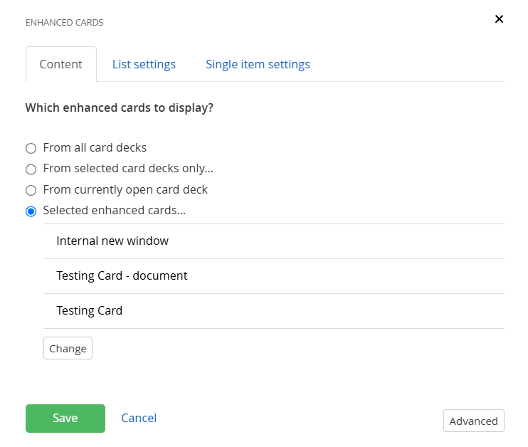 Screenshot of the enhanced cards now appearing in the designer view after re-publishing.