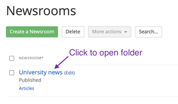 Newsroom folder example 