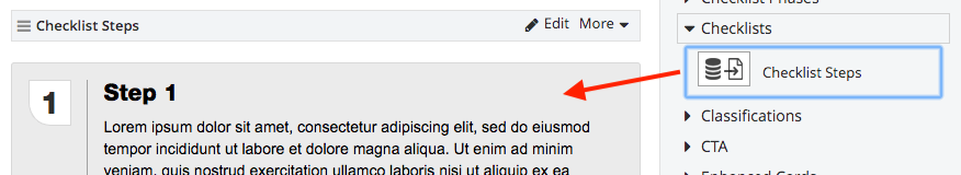 Drag and drop checklist steps