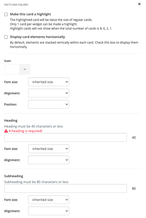 Facts and Figures - Icon and heading settings