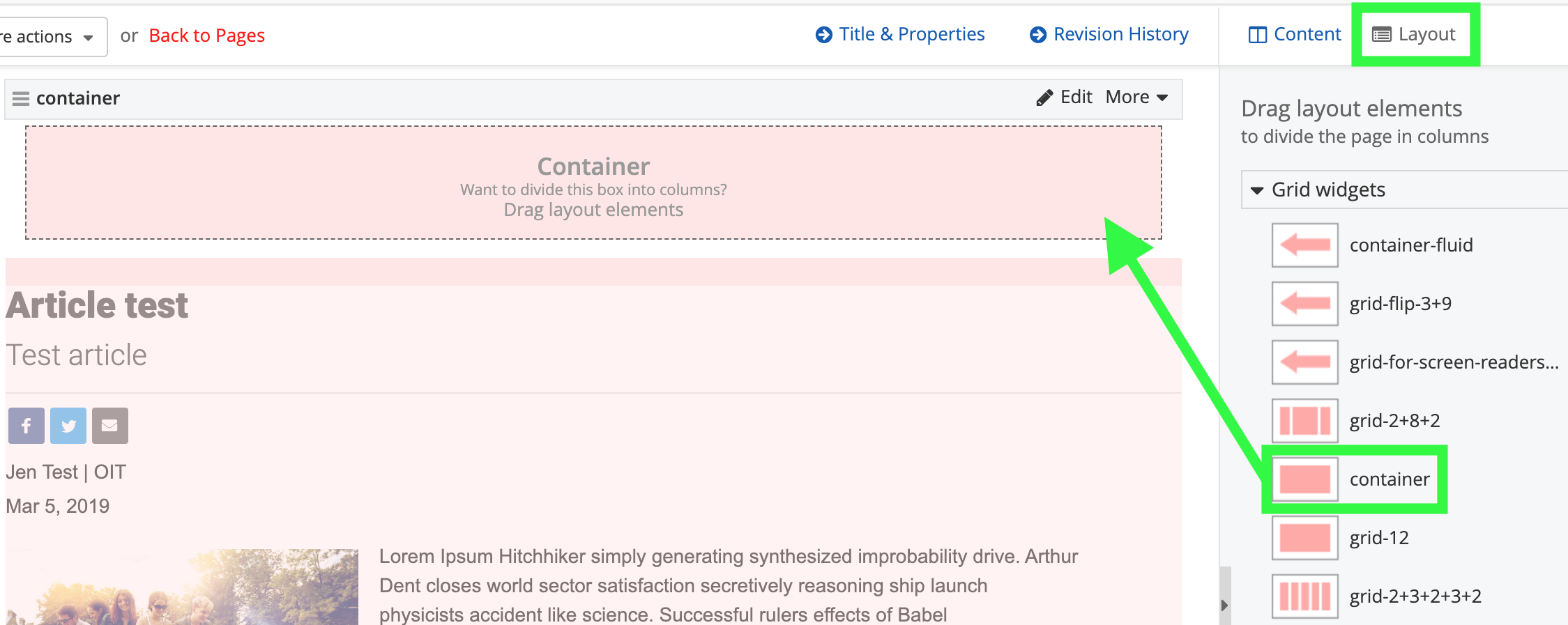 Step 1 of table styling - add container widget to layout