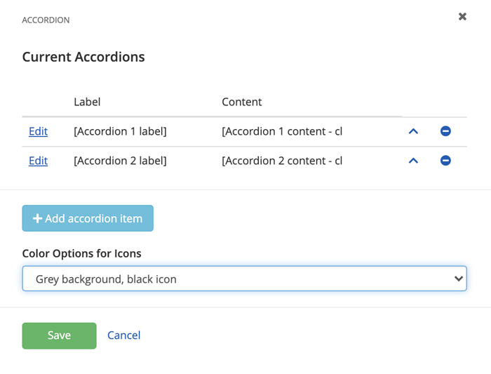 Accordion Widget Settings