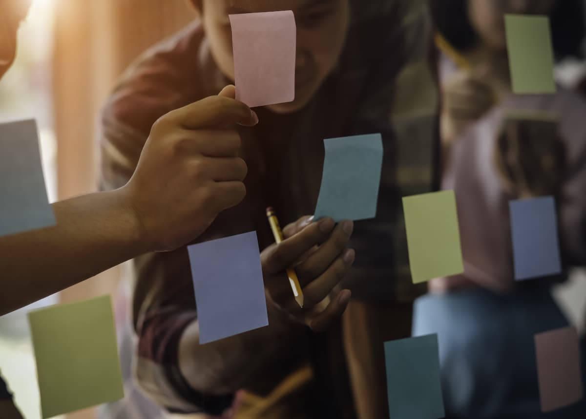 sticky notes on glass