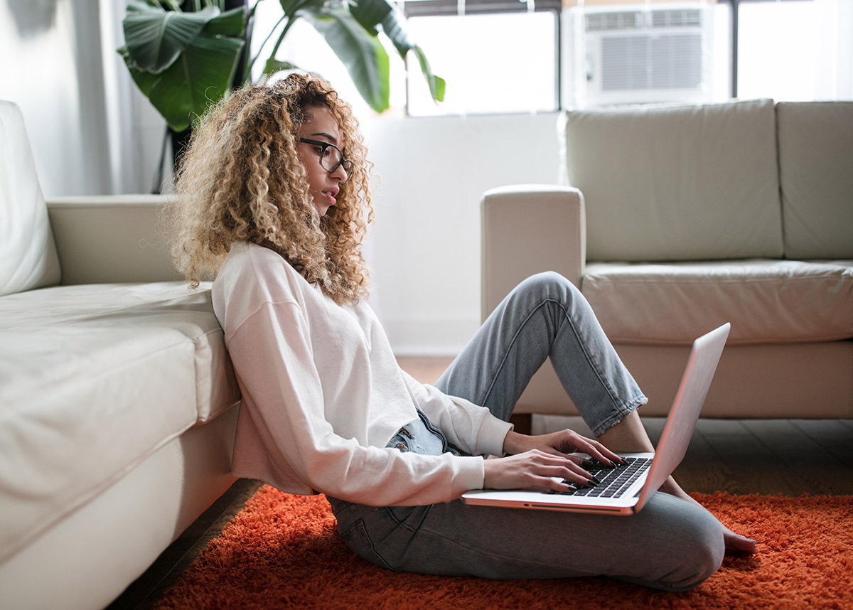 woman working on a laptop computer