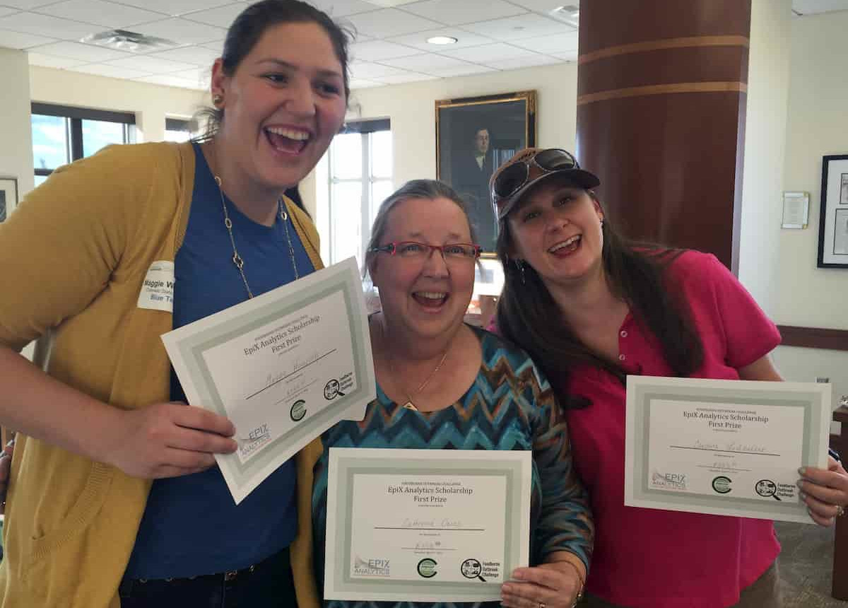 Students holding awards