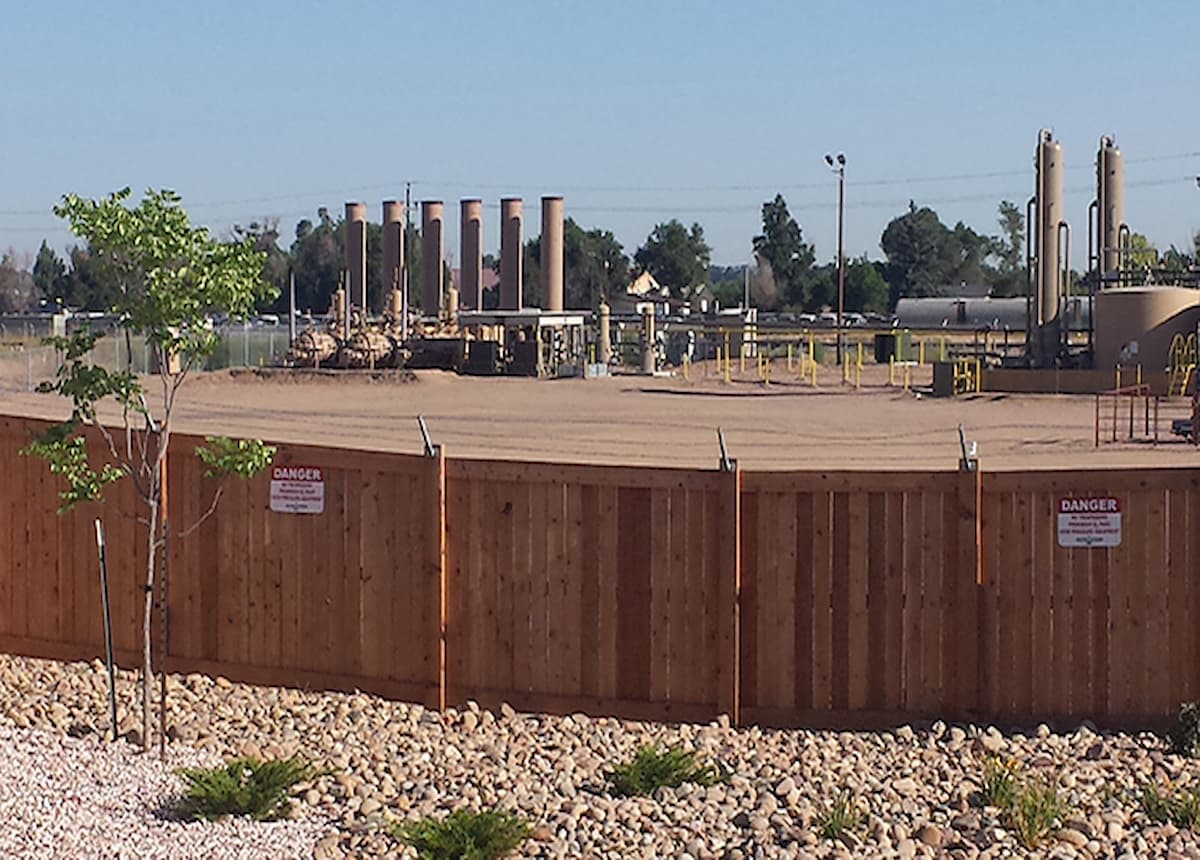 An extraction site in a residential neighborhood