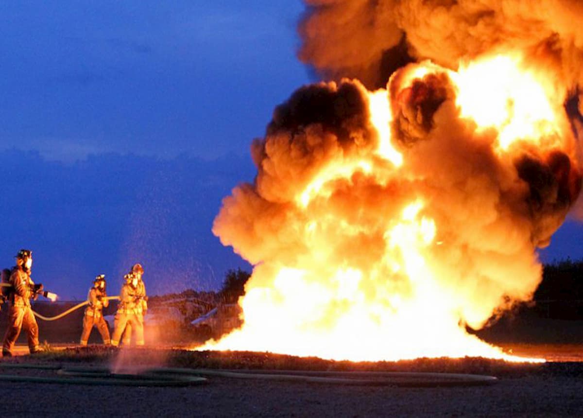 Firefighters fighting a fire