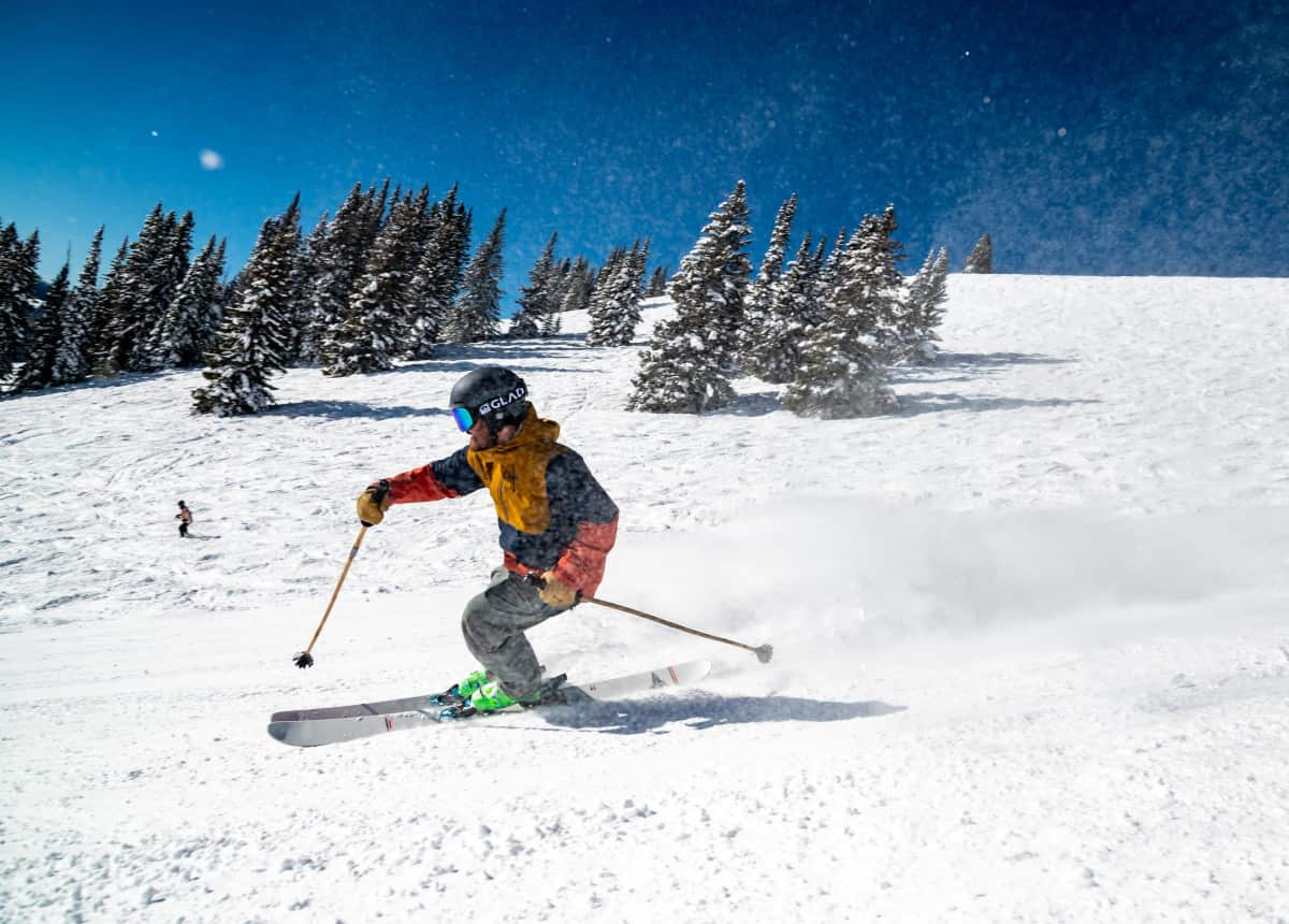 Skier on slopes in Vail Colorado