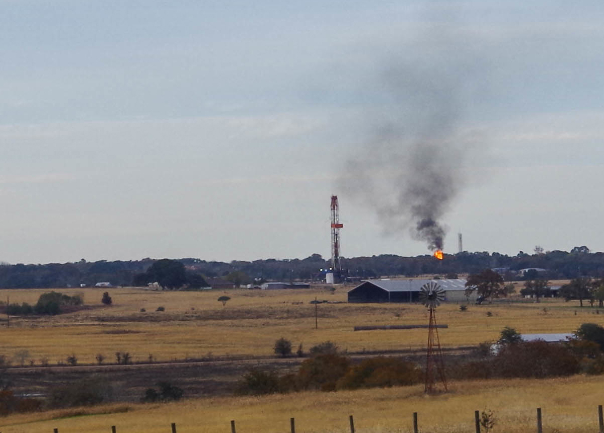 firing off gas at a fracking site