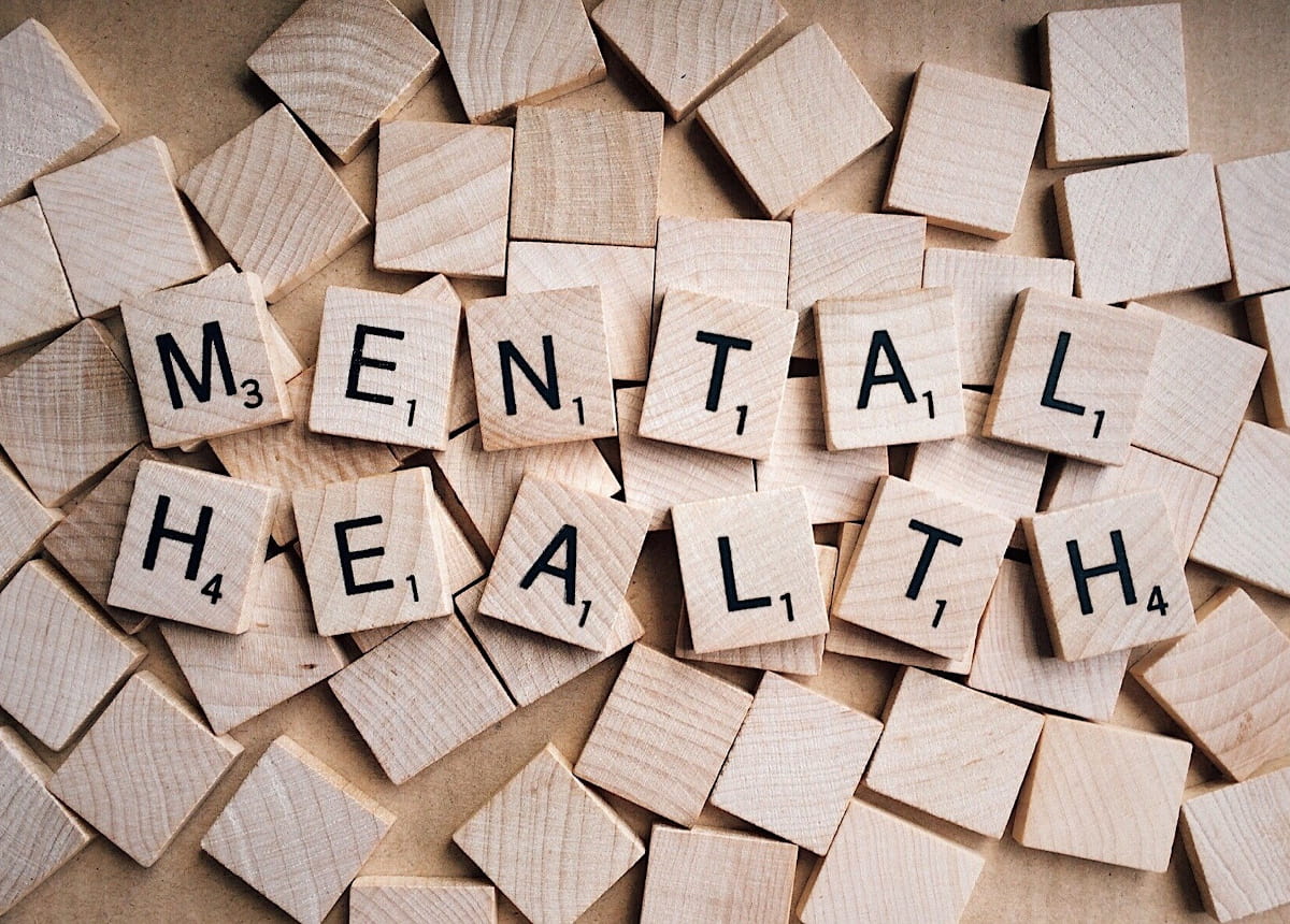 Mental health spelled out in scrabble letters