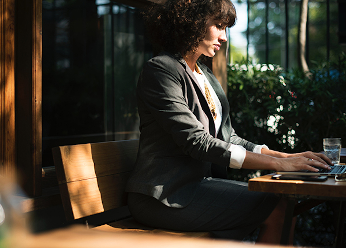 woman working on a computer