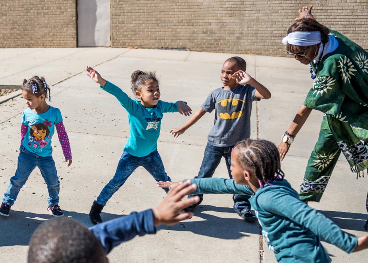 kids and adult stretching