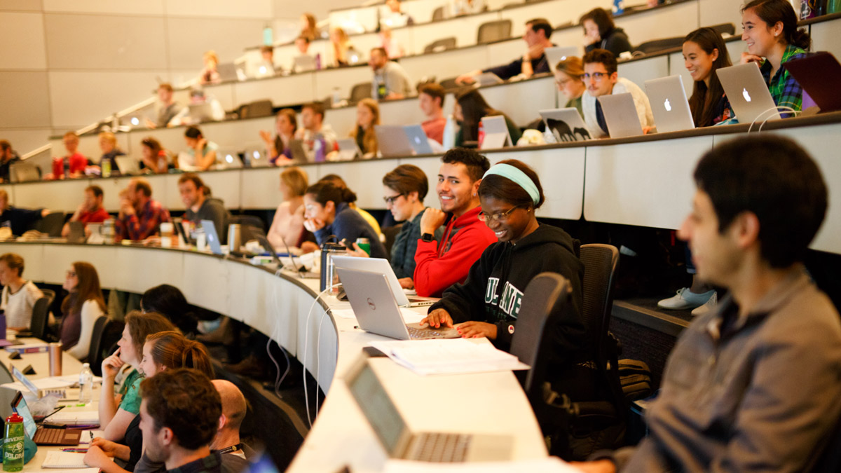 Students in a large classroom