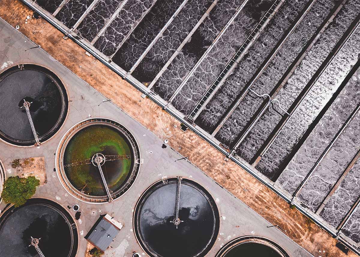 aerial image of wastewater plant