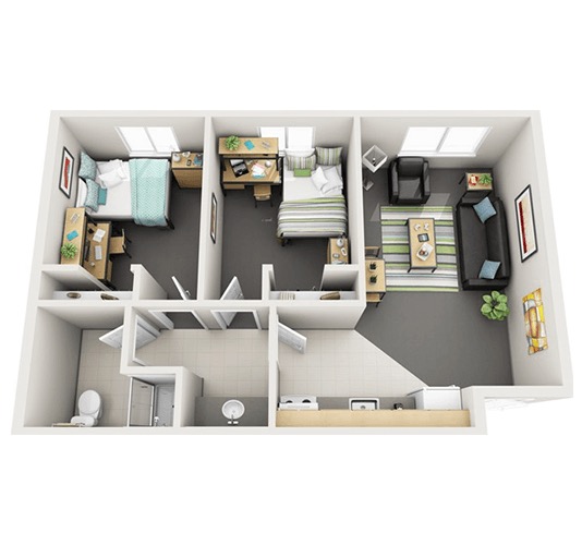 two bedroom one bath floor plan