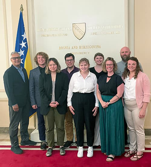 Group in front of Bosnia and Herzegovina Presidency office. 