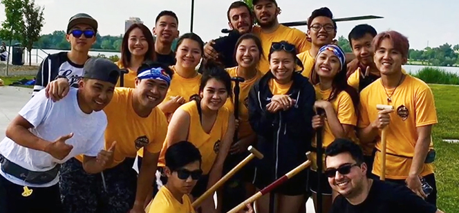 CU Denver Dragon Boat Team posing CU Denver Dragon Boat Team posing
