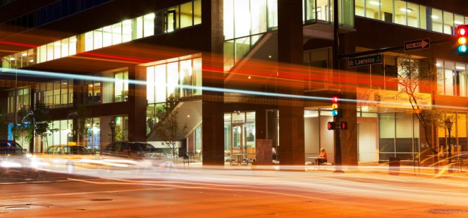 Downtown campus at night