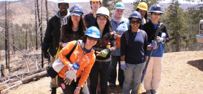 students posing in the Hayman burn area