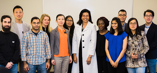 Dr. Kim Hunter Reed with international students Dr. Kim Hunter Reed with international students
