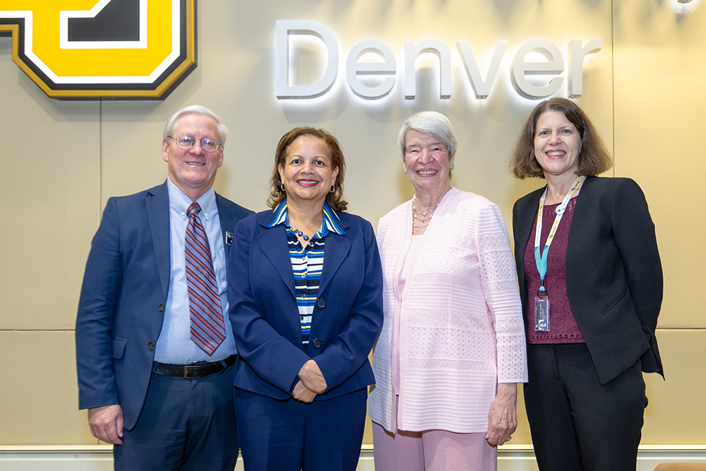 Photo of Dean Paul Teske, Dr. Susan Gooden, Dr. Mary E. Guy, and Interim Chancellor Ann Schmiesing