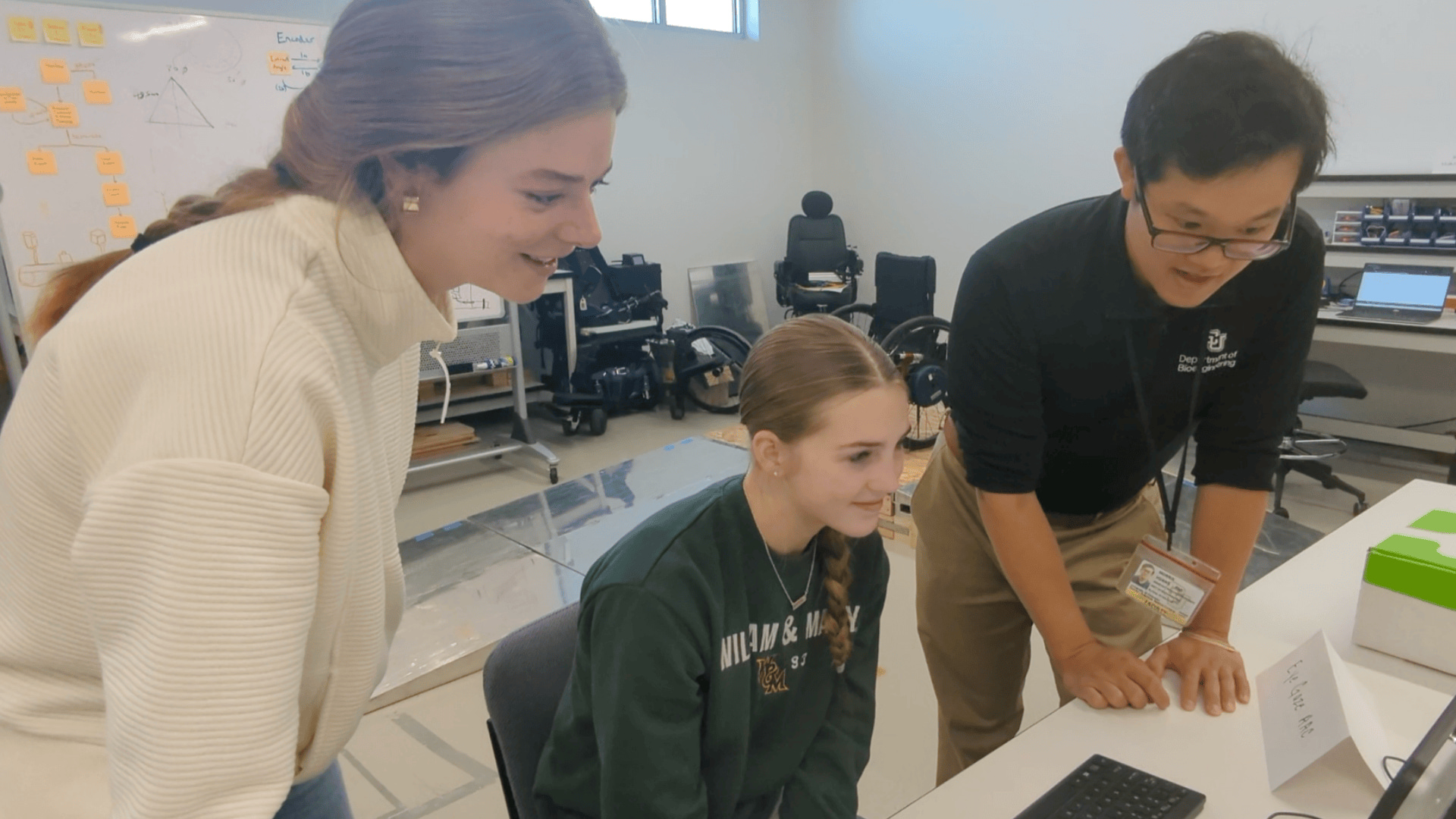 Two students and a CU Instructor explore Eye Gaze Technology