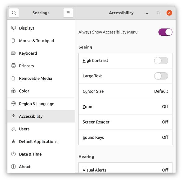 accessibility settings