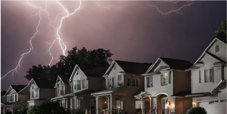 Lightning over a neighborhood and the power is out